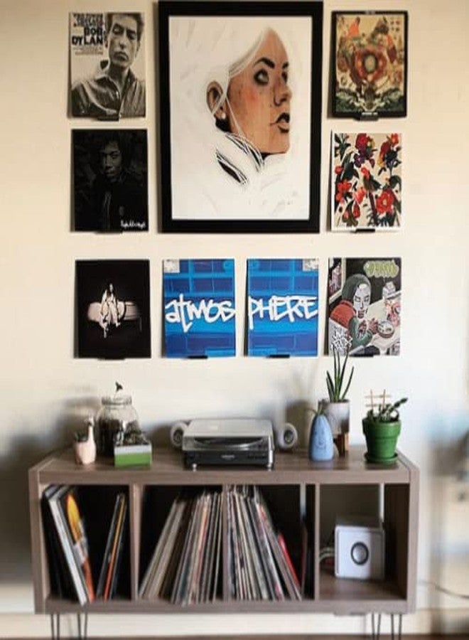 3d Lasers Lab Vinyl Record Wall Mount- 5 Pack | No Wall Damage | Floating Shelf | Black & White Album Holder | Display Your Best LPs - Image 1